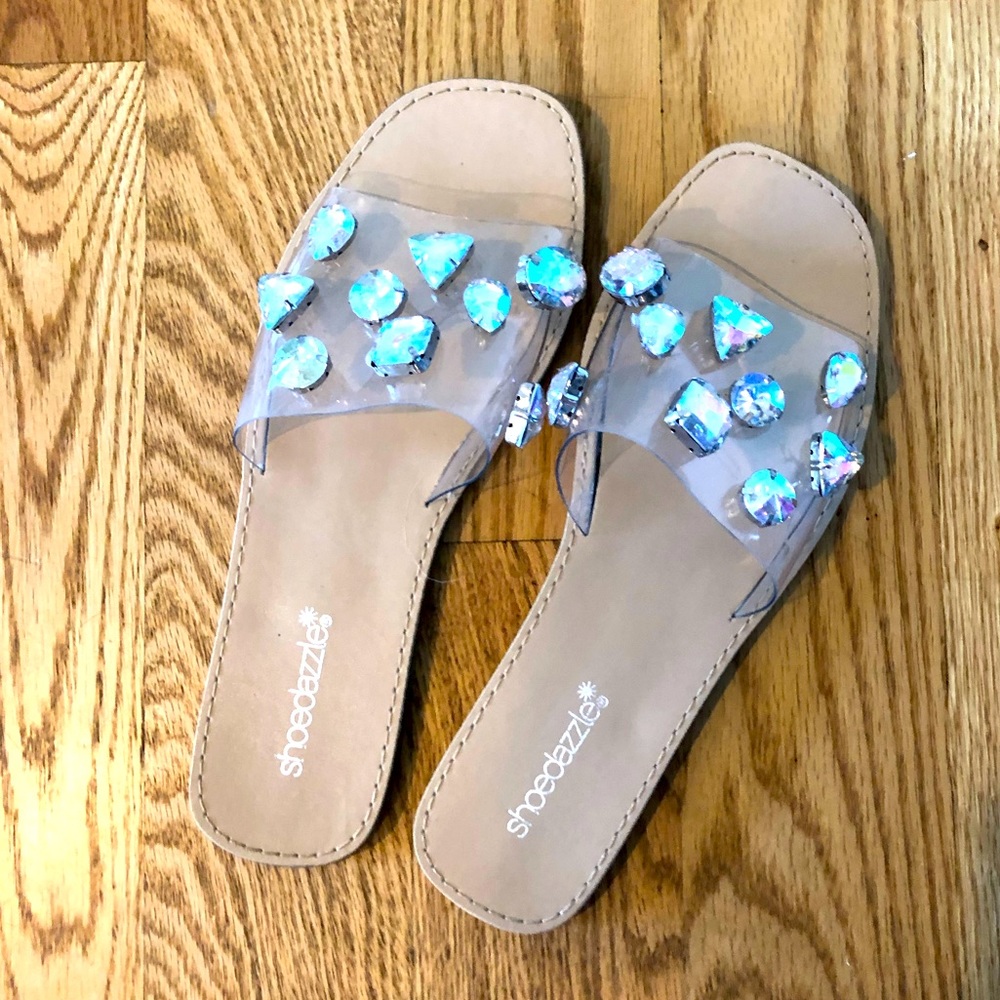 Clear, Jeweled Sandals! 💎